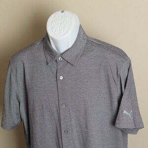 PUMA Golf Men's blue and white detailed short sleeve shirt Medium M